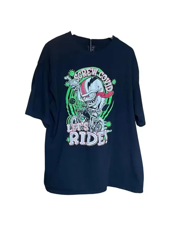 Hot Leathers Shirt Mens XL Screw Covid Lets Ride Biker Motorcycle Graphic Tee