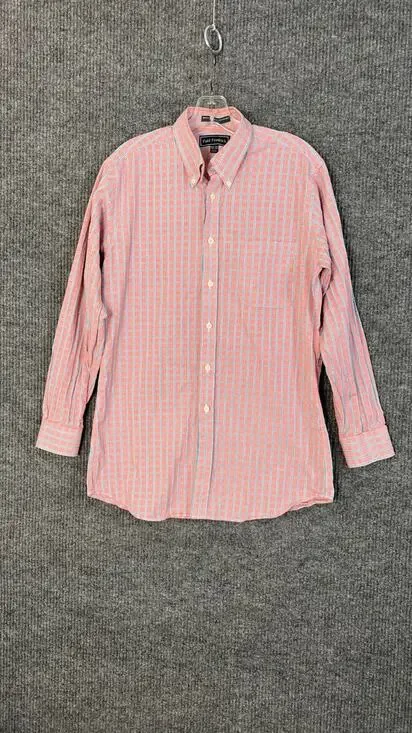 Paul Fredrick Shirt Mens 15.5-33 Button Up Red Blue Long Sleeve Imperial Cotton
