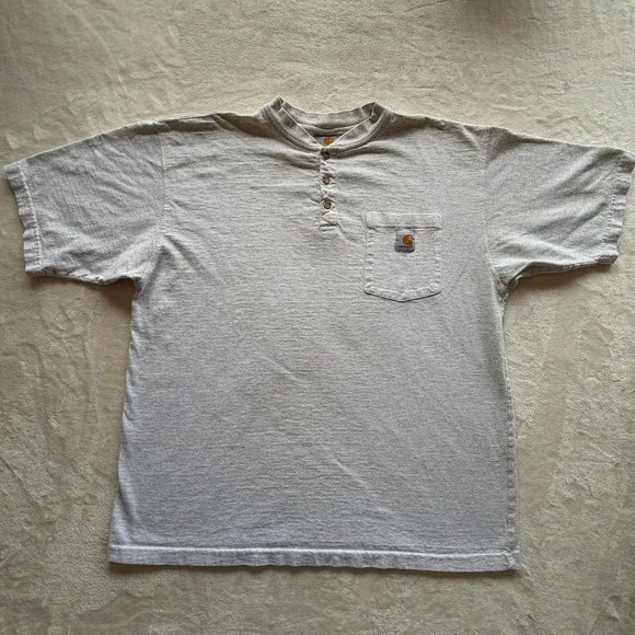 Carhartt Gray Vintage 90s Henley Pocket T-Shirt Mens L Good