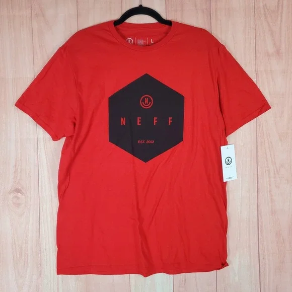 Neff The Neff Company Crew Neck Short Sleeve T-Shirt Mens‎ Sz Large Red Black