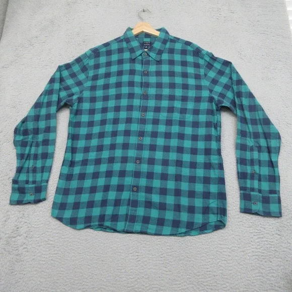 J Crew Buffalo Plaid Flannel Shirt Mens XL Green Navy Preppy Heritage Lumberjack