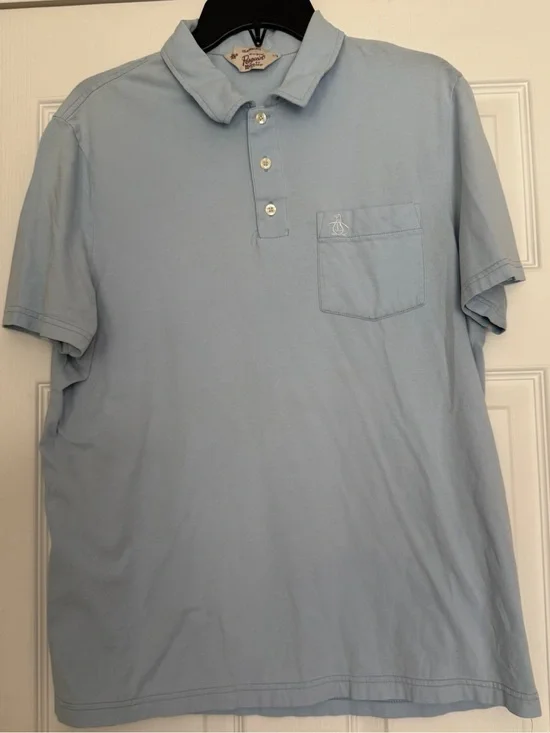 Original Penguin Light Blue Men's Polo with Chest Pocket