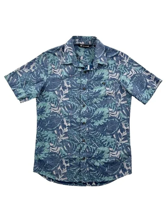 Travis Mathew Reverse Print Blue Floral Short Sleeve Shirt Small