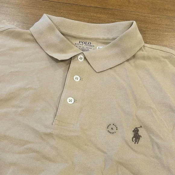 Polo Ralph Lauren Polo Shirt Mens XL Beige Classic Fit Stretch Mesh Pony NWT