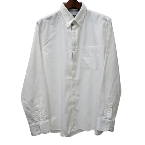 Hart Schaffner Marx Men's Button-down Long-Sleeves White Casual Shirt Size Large
