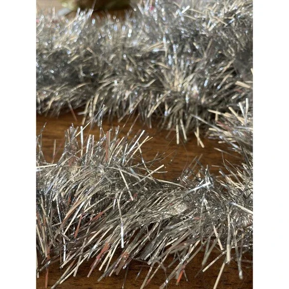 22’ Silver Christmas Tree Tinsel Garland Holiday Rope 270” Fine Strands