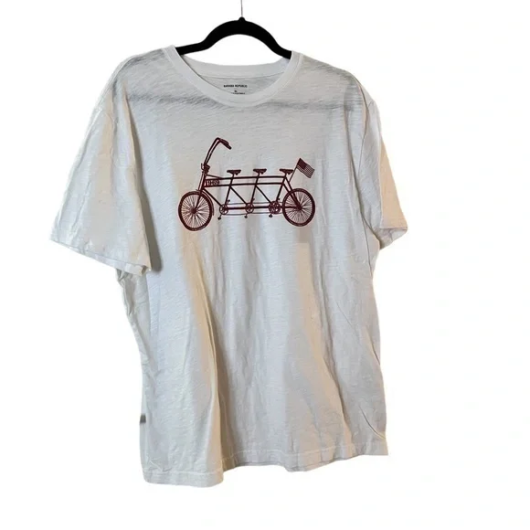 NWOT Banana Republic triplet bicycle built for 3 graphic T-shirt, red & white