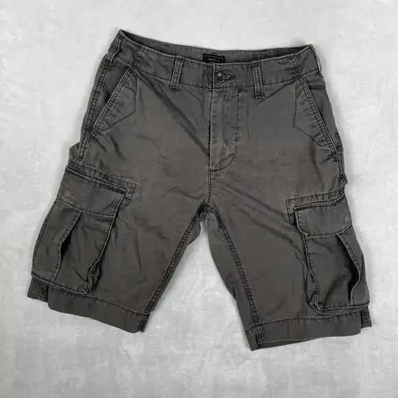 Gap Cargo Shorts Mens 29 Gray Canvas Relaxed Fit 11 Inseam Utility Casual Y2K