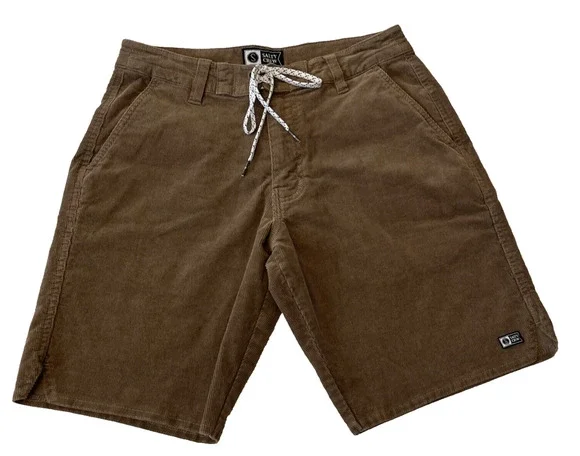 SALTY CREW Men's Corduroy Shorts Sz 28 Brown Pockets Drawstring Casual