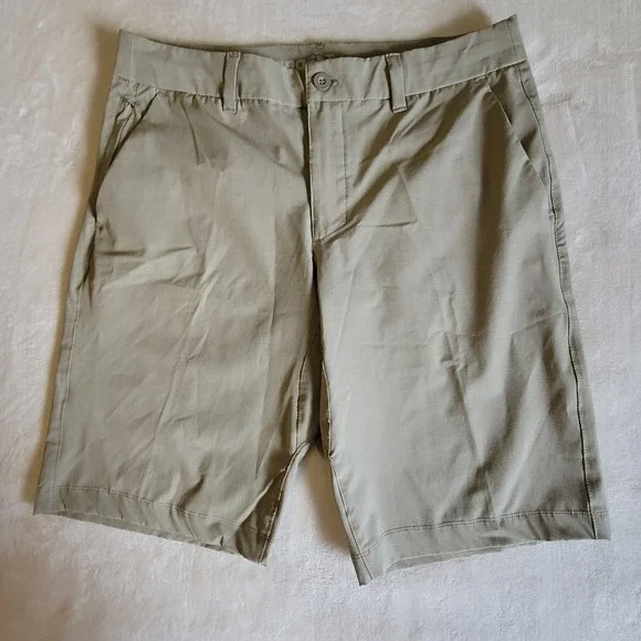 Hang Ten Hybrid Shorts Mens 32 Khaki‎ Tan Glen Plaid Stretch Quick Dry Casual
