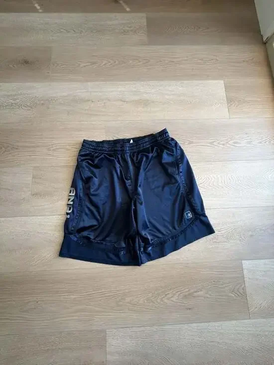 AND1 Men's Navy Blue Shiny Basketball Shorts with Spell Out Logo