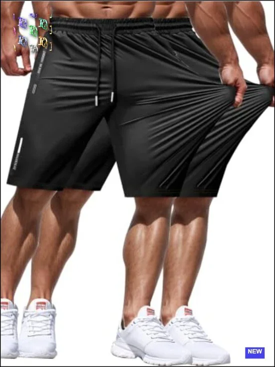Men's Quick-Dry Athletic Shorts with Zipper Pockets, 4-Way Stretch