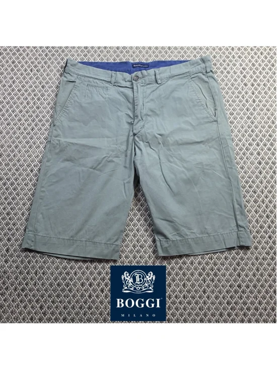 Boggi Milano Mens Chino Bermuda Shorts IT 48 Green 100% Cotton Italian Style