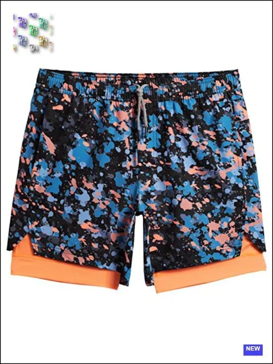 Men's 2-in-1 Workout Shorts with Compression Liner Zip Pocket