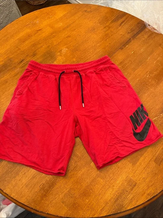Nike Men’s Red Athletic Shorts with Black Logo xxl