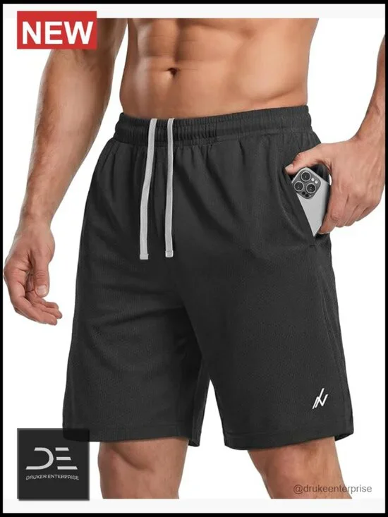 Men's Quick Dry Athletic Shorts with Pockets, Loose Fit Lightweight Running
