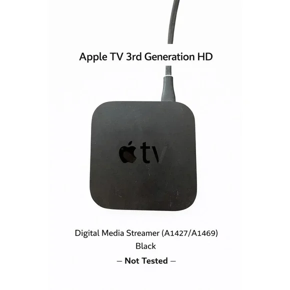 Apple TV 3rd Generation HD‎ Digital Media Streamer Black A1427 A1469 Untested