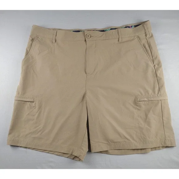 Birdie Bound Men's Golf Shorts 44 Khaki Stretch Performance Flat Front Casual