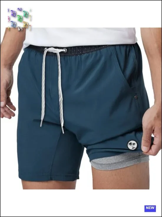 Men's 2-in-1 Athletic Gym Shorts with Liner, Stretch, Quick-Dry, Breathable,