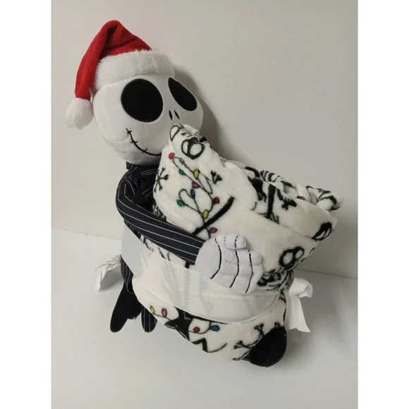 Disney Jack Skellington Nightmare Before Xmas‎ Plush Throw Blanket 50x60 White