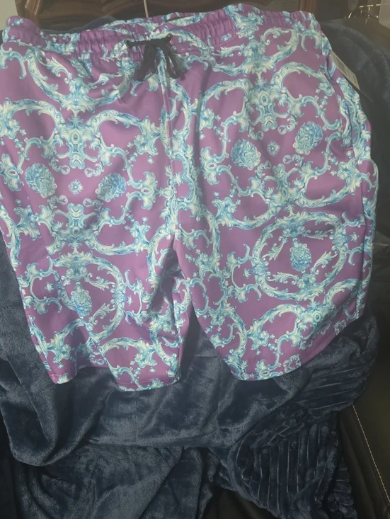 Mens Purple Patterned Swim Shorts