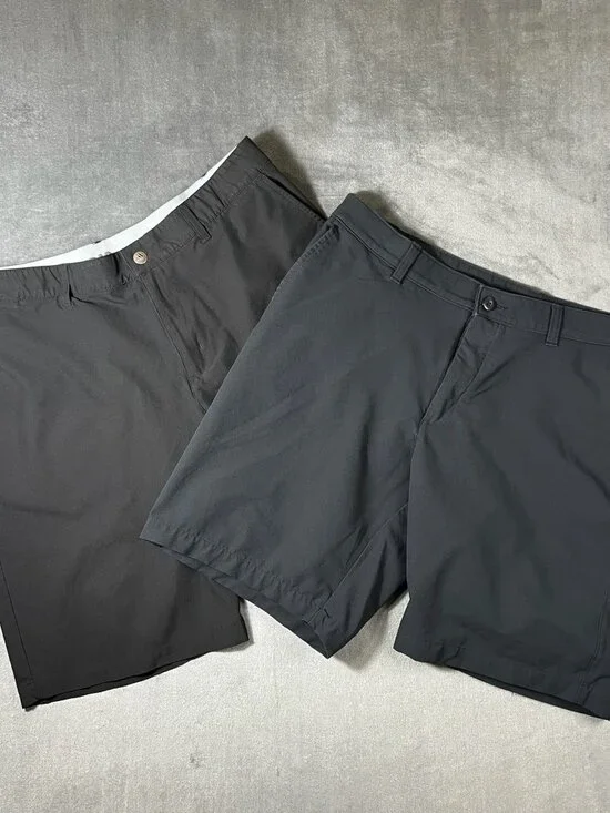 Lot of 2 Shorts UA and Adidas Mens 38 Black Loose Pockets Activewear Golf