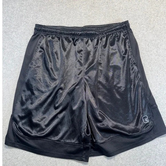 AND1 Mens 2XL‎ Black Shiny Athletic Basketball Shorts Activewear Gym Training