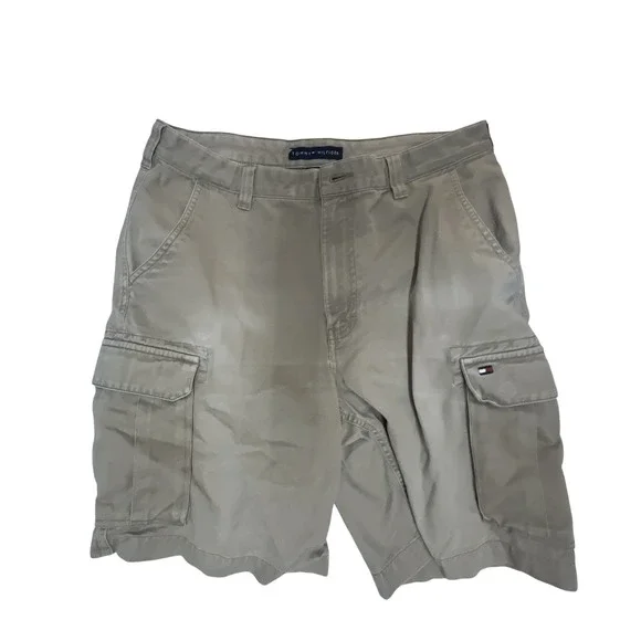 Tommy Hilfiger Mens Tan Khaki Cotton Cargo‎ Shorts Size 33 Classic Utility