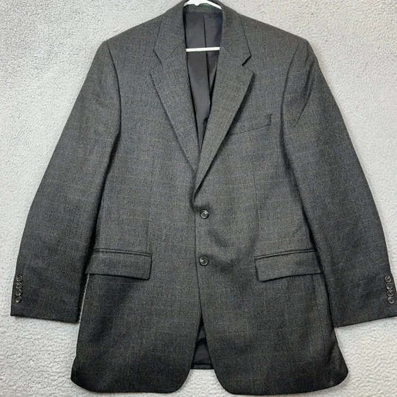 Lauren Ralph Lauren Wool Blend Blazer Mens 44L Long Grey Herringbone Sport Coat