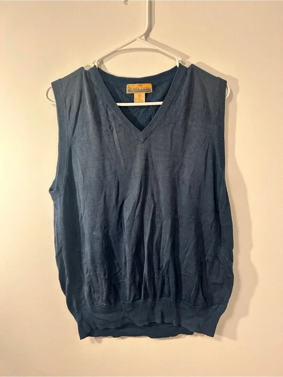 Silk Tommy Bahama Navy V-Neck Knit Sleeveless Sweater Vest