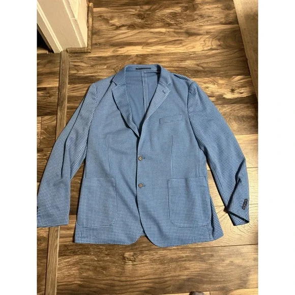 TailorByrd Men's Blue Plaid Sport Coat Blazer 2 Button Jacket Size-46L