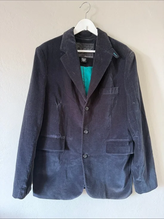 Caffeine Navy Velvet Sport Coat with Classic Three-Button Front