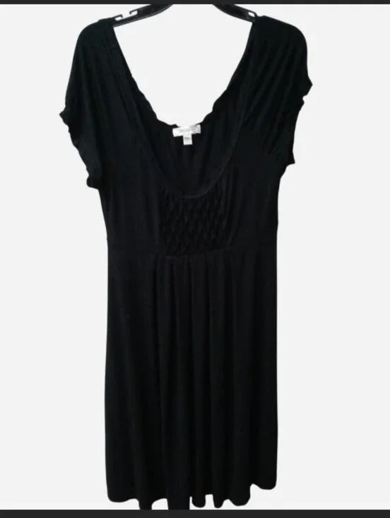 dressbarn Black Scoop-Neck Midi Dress