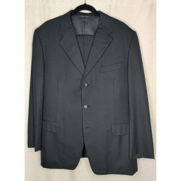 Canali Exclusive Collection Suit Mens 42R Black Super 150s Wool Italy Luxury 2pc