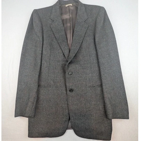 Barneys New York Bruno Piattelli Roma Mens 40R Gray Herringbone Blazer Italy