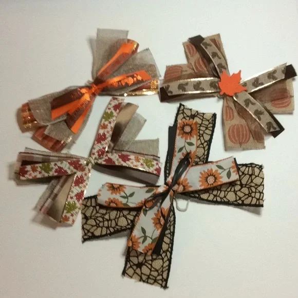 Hand Crafted Bows Fall Ties Back Set of 4