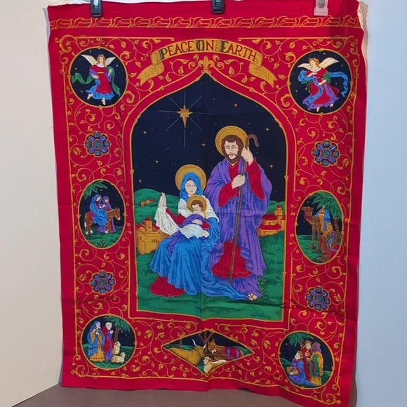 Christmas Door Wall Hanging Nativity Scene Pictures Cloth