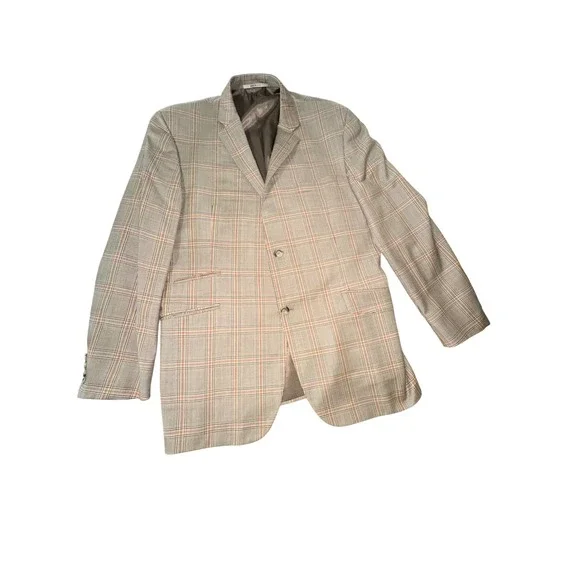 Burberry London Mens 46L Glen Plaid Wool Blazer Sport Coat 3 Button Made in USA