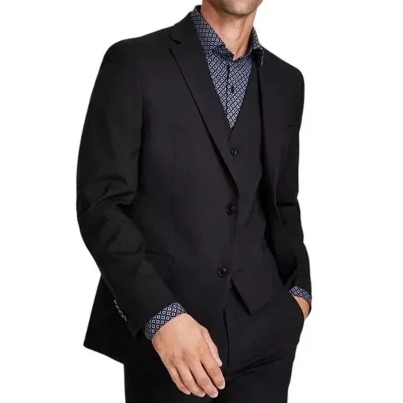Alfani Mens Slim fit Suit Jacket Blazer‎ 40R Black Solid