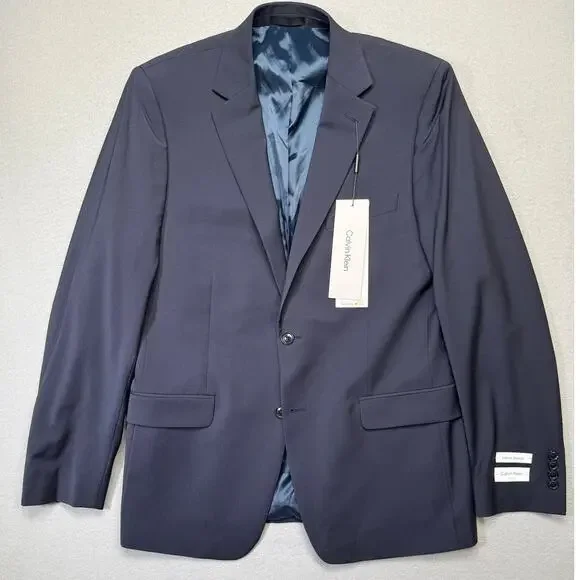 Calvin Klein Men's Slim Fit Wool Blend Suit Jacket Navy 44L $450
