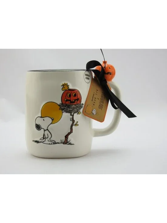 Peanuts Rae Dunn Snoopy Halloween Mug Spooky Season Pumpkin Charm Double Sided