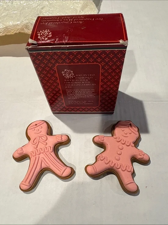 Holiday Gingerbread ornaments Accent Pair in Pink spiced apple scented