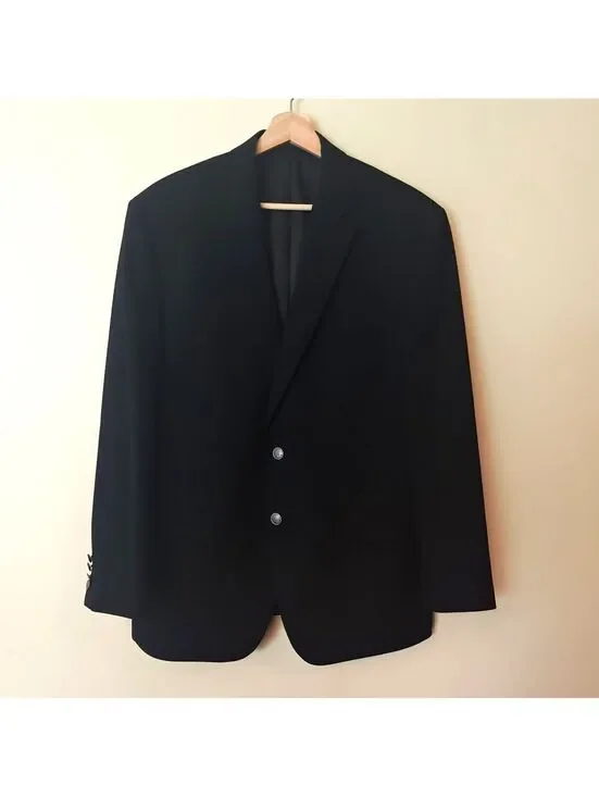 Michael Kors wool blend black suit jacket with silver buttons