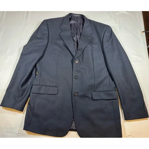 Jones New York Collection Blazer Mens 44 Navy Athletic Fit 100% Wool Jacket