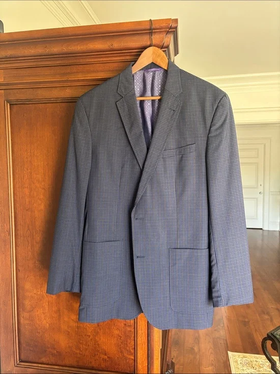 Ted Baker Men's Blue Micro-Check Blazer