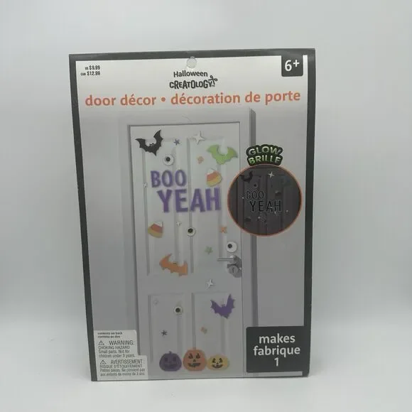 Halloween Creatology Door Decor Glow In The Dark Boo Yeah Bat Pumpkin Party