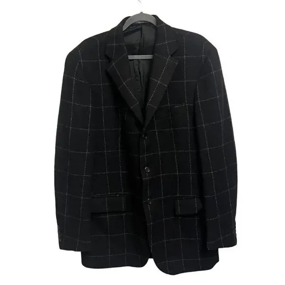Ralph Lauren Made in Italy Virgin Wool Kent Windowpane Sport Coat Size 42 Large