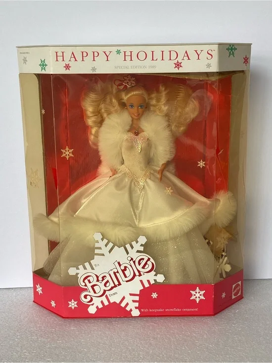 New Vintage Special Edition 1989 Happy Holiday Barbie Doll Damaged Packaging