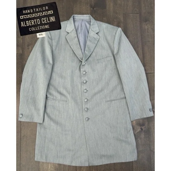 Alberto Celini Mens Grey Suit Jacket Blazer Size 50L Single Breasted‎ 7-Button