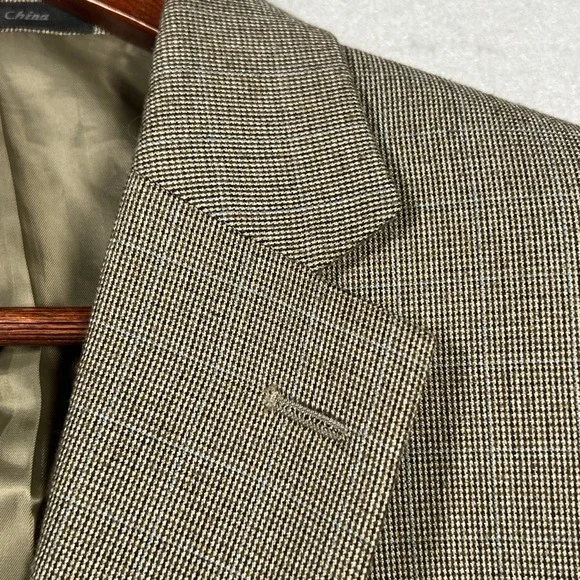 Chaps Ralph Lauren Blazer Tweed Mens 44L Brown Houndstooth Sport Coat